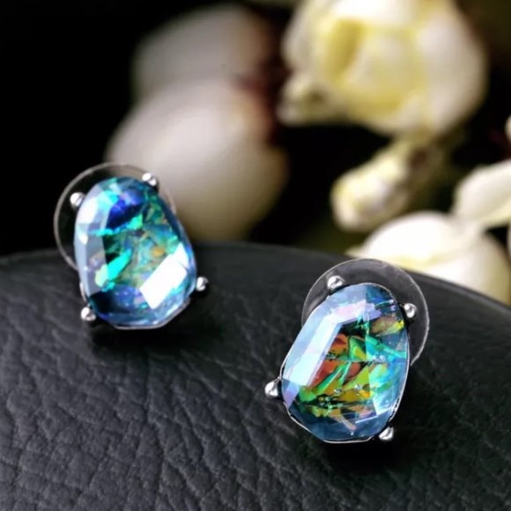 Green Crystal Boho Stud Earrings